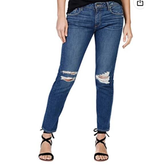 Paige Brigette Boyfriend Skinny Jeans Emmett Destructed Distressed Blue NEW 25 - Picture 9 of 9